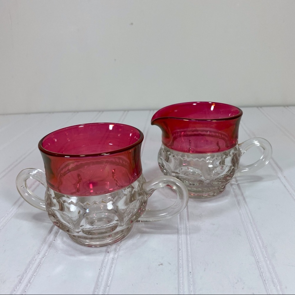 Kings Crown cranberry sugar & creamer set